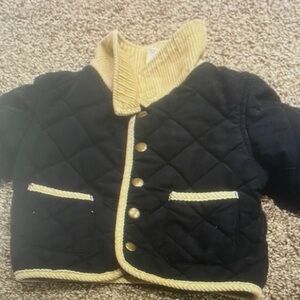 Children's Black Quilted Jacket with Gold Accents